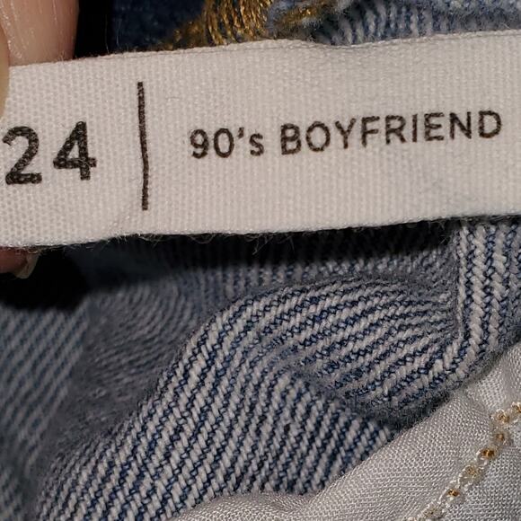 Pacsun Light Wash 90's Boyfriend Straight Frayed Distressed Ripped Jeans 24 - Picture 9 of 10